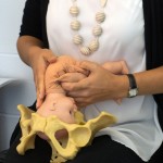 Midwife demonstrate natural childbirth to a pregnant woman
